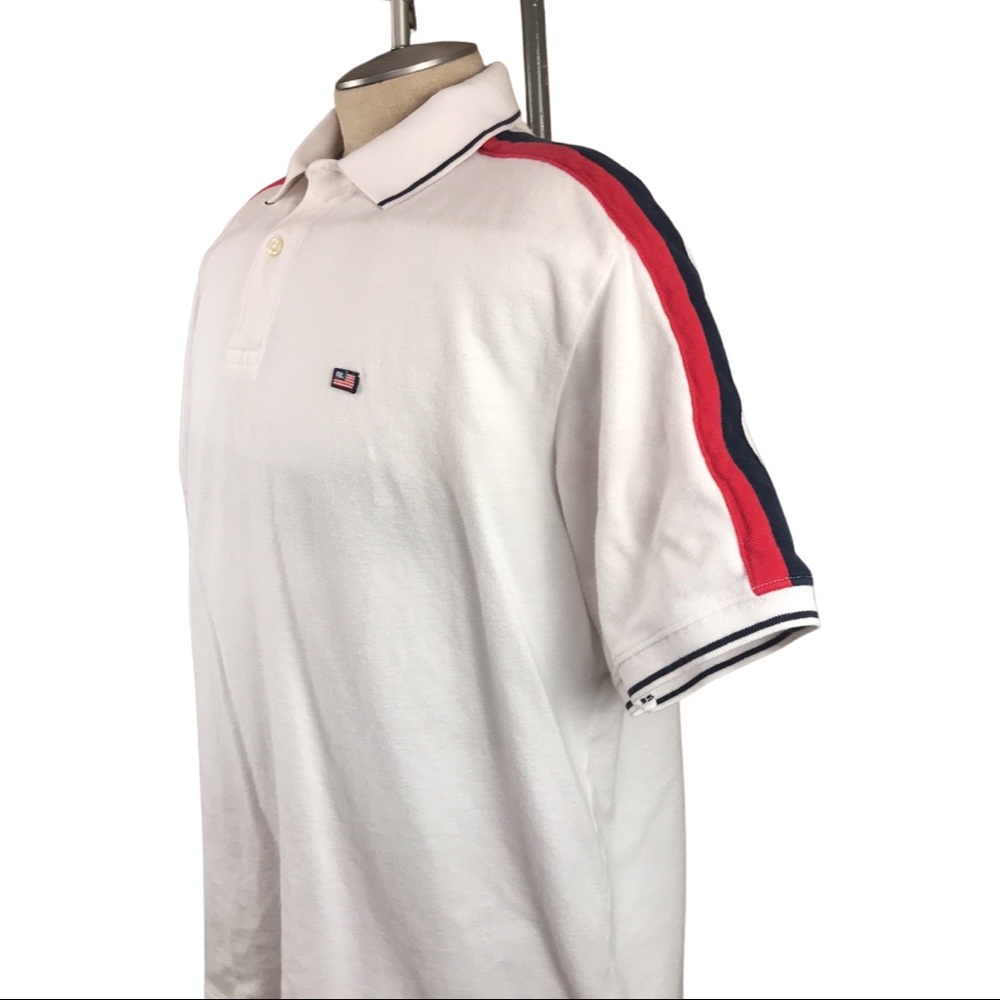 Vintage, Polo Jeans Company, Polo Shirt, Red, White, and Blue, embroidered flag